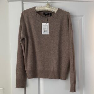Theory Cashmere Crewneck Sweater in Heather Taupe NWT Sz S $285